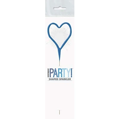 Image of Dazzling Blue Glitz Heart Birthday Sparkler (17cm) Perfect for Memorable Milestones 1 Pc
