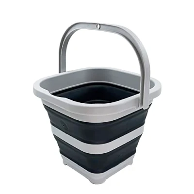 Image of SAMMART 5L Collapsible Rectangular Handy Basket/Bucket (Grey/Charcoal Black)