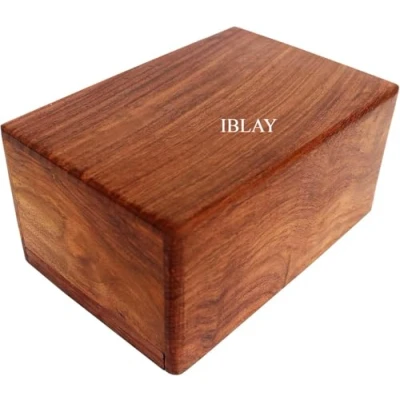 Image of Indian Glance Wooden Urn Box for Human Ashes Funeral Cremation (Medium)
