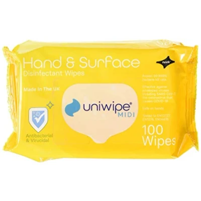 Image of Uniwipe Hand and Surface Wipes (Pack of 100) 1025