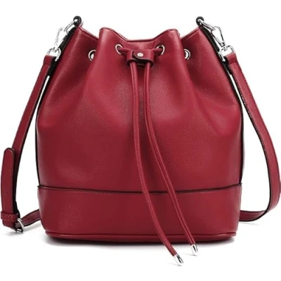 Image of AFKOMST Bucket Bag for Women,Drawstring Shoulder and Designer Ladies Handbags with 2 Straps