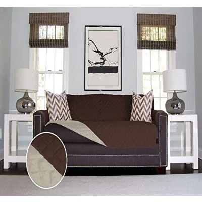 Image of viceroy bedding 3 Seater Sofa REVERSIBLE Protector CHOCOLATE BROWN/BEIGE 63&#039;&#039; x 70.5&#039;&#039; Luxury Quilted Furniture Cover Sofa/Settee THROW Water Resistant