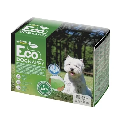Image of Croci Eco Dog Nappy Male Diapers Underpants for Pee Biodegradable, Anti odour, Disposable Diapers, 12 Pieces, Size M, 32 44 CM