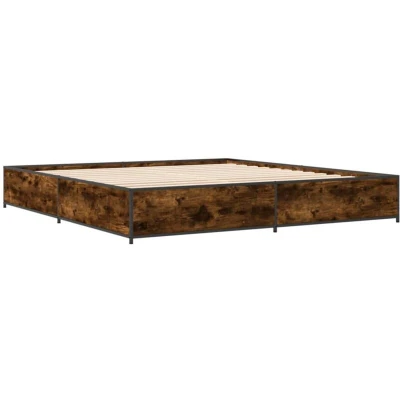 Image of vidaXL Bed Frame without Mattress Smoked Oak 200x200 cm