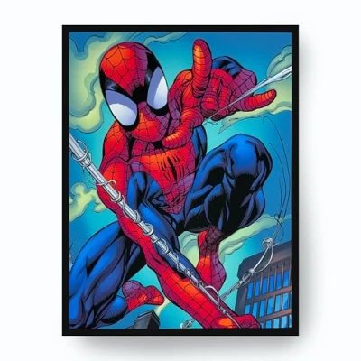 Image of Menkind Marvel Comics Spider Man LED Light Up Canvas 30 cm x 40 Poster Box Wall Art
