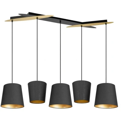 Image of Lucande Thamila hanging light, black, gold, iron