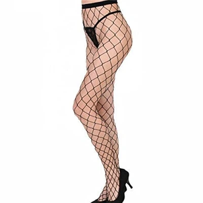 Image of Ladies Womens Girls Black Fishnet Tights (Large Whale Net Black, One Size)