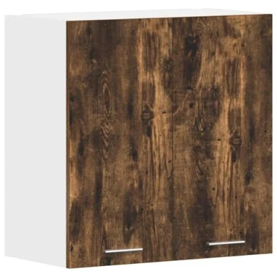 Image of vidaXL Hanging Cabinet in Smoked Oak Engineered Wood Easy to Clean Kitchen Storage with Doors and Ample Space, Assembly Required
