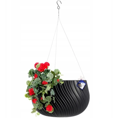 Image of KADAX Hanging Planter, Elegant Basket with Insert for Indoor and Outdoor Use, Round Plastic Plant Pot House Plants (⌀ 32 cm, Anthracite)