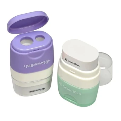 Image of Swordfish ‘Twin Combo’ Pastel Double Hole Pencil Sharpener and Eraser[Pack of 1] Assorted Colours [40381]