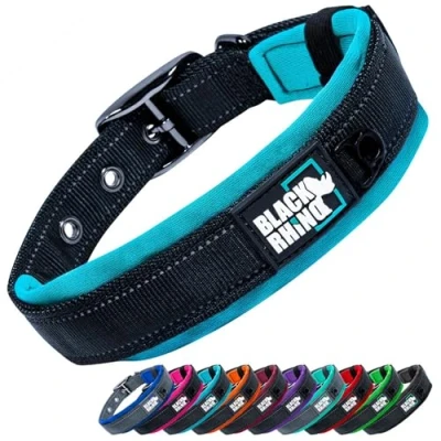 Image of Black Rhino The Comfort Collar Ultra Soft Neoprene Padded Dog for All Breeds Heavy Duty Adjustable Reflective Weatherproof (XLarge, Pink/Black)