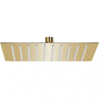 Image of vidaXL Gold Square Rain Shower Head Stainless Steel 20x20 cm with Silicone Nozzles, Swivel Joint, Wall/Ceiling Mountable