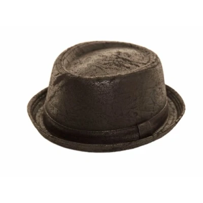 Image of HAWKINS UNISEX BLACK WORN LOOK PORKPIE … (S/M 57cm)