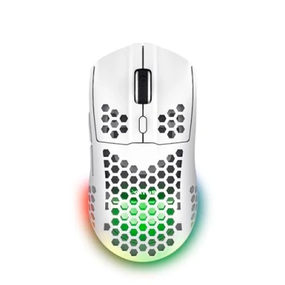 Image of Trust Gaming GXT 929W Helox Wireless Mouse, Superlight White Mouse 75g, 80h Battery Life, 2.4 GHz Micro USB Receiver, LED Lighting, Adjustable DPI (800 4800), PC Laptop