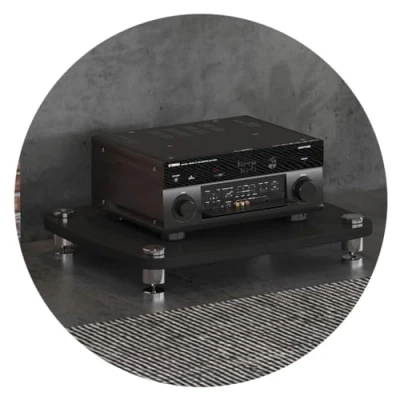 Image of 1/2/3/4 Tiers HIFI Audio Cabinet Stand Rack AV Shelf TV With Tempered MDF Media Storage Shelves Black (Color : Black, Size 60 * 48 10cm(1Tier))