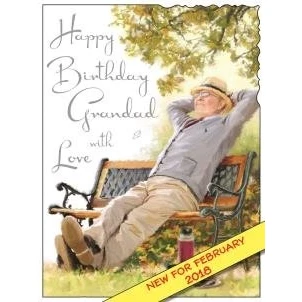 Image of Jonny Javelin Illustrated Grandad Birthday Card (JJ3674) Park Bench From The Velvet Range Embossed With A Silver Foil Finish