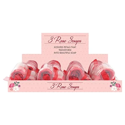 Image of Eurowrap 3 Pack Soap Roses in Assorted Red and Pinks with Acetate Gift Box Organza Ribbon Valentines Day Love Heart Special Bath