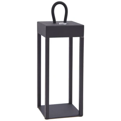 Image of Lindby LED rechargeable table lamp Iruna, black, metal, 27cm, dimmable.