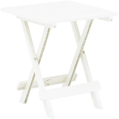 Image of vidaXL Folding Garden Table Durable and Weather Resistant Plastic Elegant White Outdoor Furniture Space Saving Easy Storage No Assembly required
