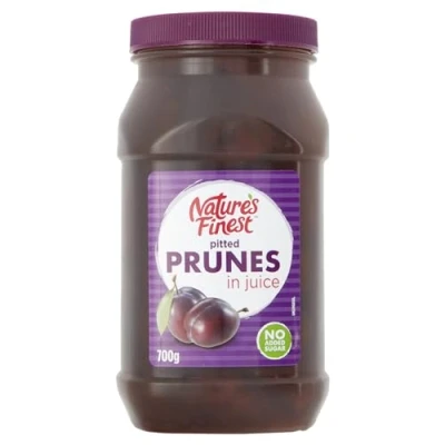 Image of Nature&#039;s Finest Prunes in Juice 700g Fruit pots Perfect for Families (8 Bottles)