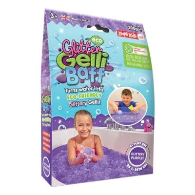 Image of Eco Glitter Gelli Baff Purple, 1 Bath or 6 Play Uses from Zimpli Kids, Magically turns water into thick, glittery goo, Eco, Recyclable Children&#039;s Toy for Boys and Girls, Certified Biodegradable