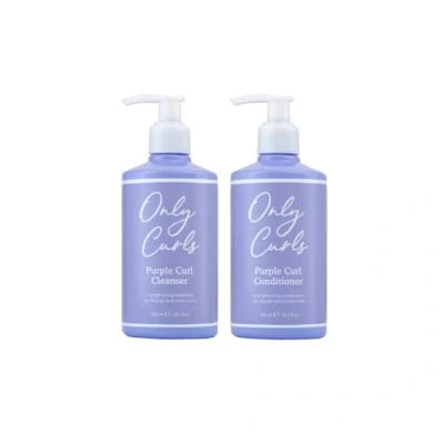 Image of Only Curls Purple Curl Cleansing Bundle Brighten Blonde &amp; Silver with 300ml Cleanser Conditioner Neutralises Brassiness, Strengthens Moisturises