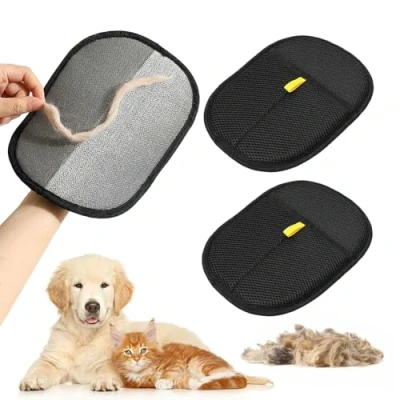 Image of 2 PCS Pet Hair Removal Glove,Pet Dog Cat Grooming Glove,Gentle Deshedding Brush Glove Reusable Efficient Remover Mitt,Versatile Gloves for Dogs,Cats,Rabbits with Long/Short Fur