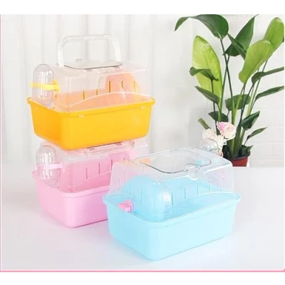 Image of 通用 Misyue Portable Carrier Hamster Carry Case Cage with Water Bottle Travel&amp;Outdoor for Small Animals (Blue)