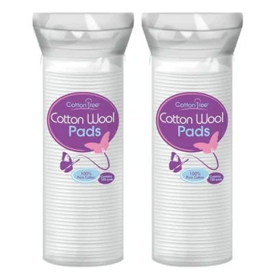 Image of Cotton Tree Wool Pads 2 Packs of 80 Soft &amp; Gentle Ideal for Makeup Removal Skincare