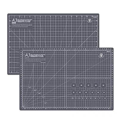 Image of Headley Tools 12 x 18 Inch Thickened Self Healing Cutting Mat, A3 Rotary Sewing Mat for Crafts, Double Sided 5 Ply Board Fabric Modeling Leather Arts Hobby Project, Grey