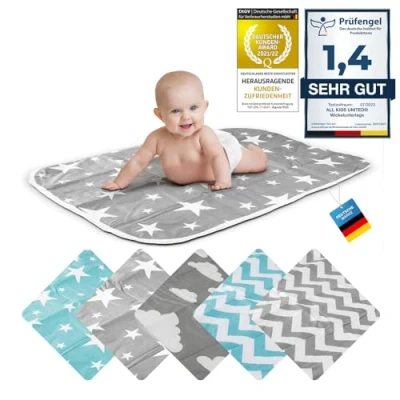 Image of Changing mat Baby Blanket pad for Babies and Toddlers; Breathable, Washable, Reusable; 50 x 70 cm (Star Grey)