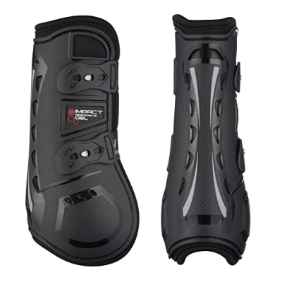 Image of LeMieux Impact Responsive Horse Tendon Boots Protective Gear and Training Equipment Equine Boots, Wraps &amp; Accessories Protection Support (Black/Medium)