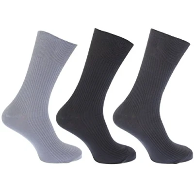 Image of 3pk Mens Aler 100% Cotton NON ELASTIC SOFT TOP. Extra Comfort. Ribbed Suit Socks Sizes 6 11 13 Bigfoot (6 11, Mixed Darks)