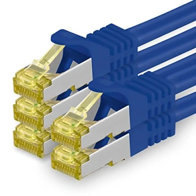 Image of 1aTTack.de 5 X 1 M Cat 7 Ethernet Cable High Speed Gigabit RJ45 LAN Patch Cord with 10Gbps 600Mhz/s SFTP PIMF LSZH Blue