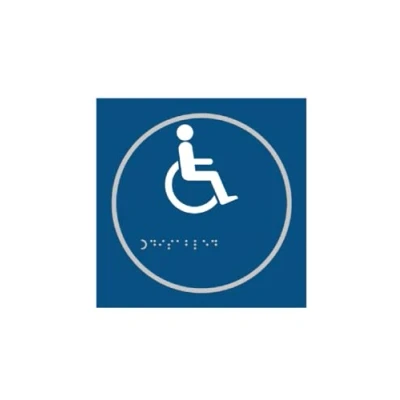 Image of Wheelchair Disabled Braille Sign, Self Adhesive Tactile, Blue, W150mm x H150mm