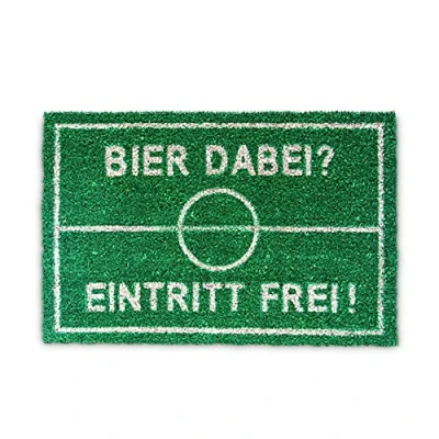 Image of Relaxdays Natural Coconut Fibre Coir Doormat BEER German Bier Dabei Eintritt Frei w/ Anti Slip PVC Underside, Green