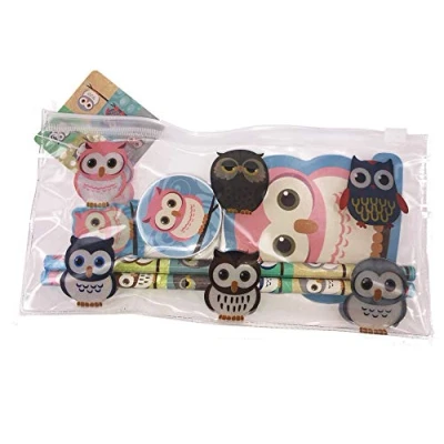 Image of Owl Pencil Case and 6 Piece Stationery Set. Great Class Gift/Party Bag Filler/Stocking Filler