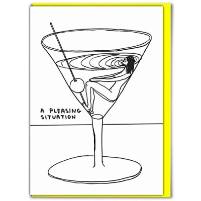Image of Brainbox Candy Official David Shrigley Funny Happy Birthday Card &#039;Pleasing Situation&#039; Perfect for Friends Mates Him Her Girlfriend Partner Sold