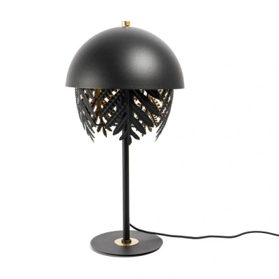 Image of Lucande Aparas table lamp leaf look, black gold