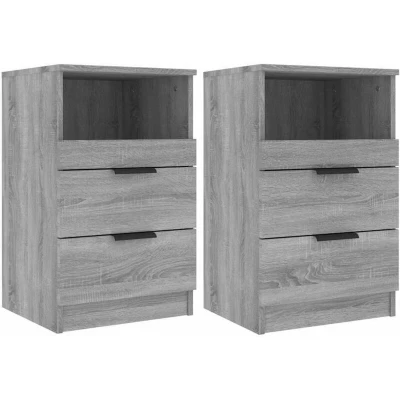 Image of vidaXL Bedside Cabinets 2 pcs Grey Sonoma Engineered Wood