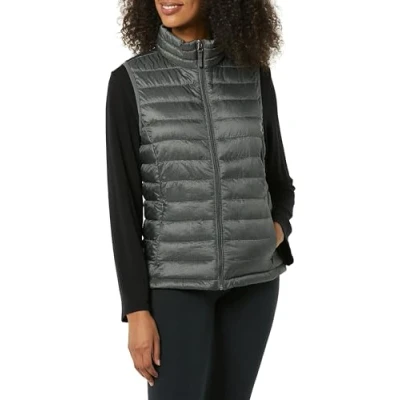 Image of Amazon Essentials Women&#039;s Lightweight Water Resistant Packable Puffer Gilet, Charcoal Heather, M
