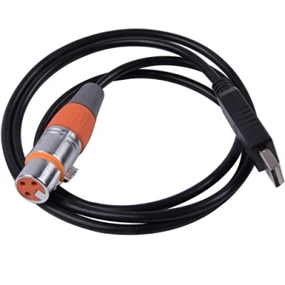 Image of USB to DMX Interface Adapter LED DMX512 Studio Computer PC Stage Lighting Controller Dimmer FTDI RS485 3PIN XLR Serial Converter Cord Support Win10 (16ft, Black Shell)