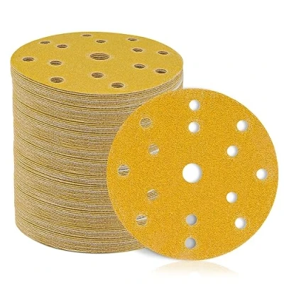 Image of STEBRUAM 150mm Sanding Discs,Hook and Loop 60/80/120/180/400 Grits 15 Hole 6Inch Round Pads for Random Orbital Sander All Oscillating Tools