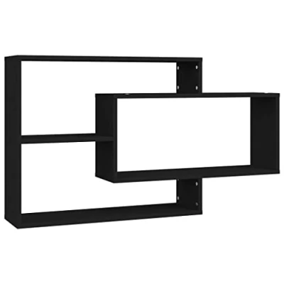 Image of vidaXL Wall Mounted Shelf 3 compartment Open Unit Made from Engineered Wood in Black for Modern Home Décor and Storage (104x20x58.5 cm)