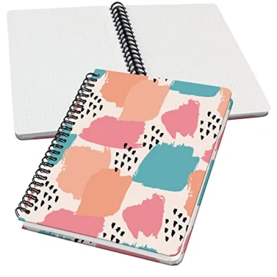 Image of SIGEL JN610 Spiral notebook basic, A5, dotted, hardover, brush marks pattern, pastel/Orange/Pink/Green Jolie