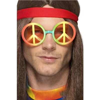 Image of Smiffys Hippie Specs, Multi Coloured , 1960&#039;s Groovy Fancy Dress, Adult Dress Up Accessories