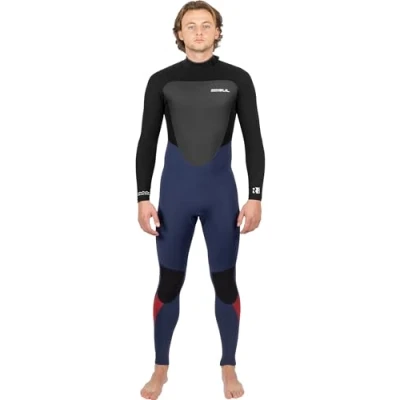 Image of Gul Mens Response 5/3mm GBS Back Zip Wetsuit Navy Red Thermal Warm Heat Layer Layers Easy Stretch Waterproof