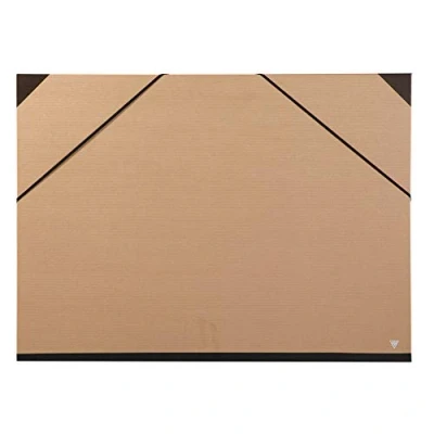 Image of Clairefontaine Ref 44400C Kraft Art Folder 50 x 70cm Size, Elastic Straps Closure, White Paper Lining, Acid Free Suitable for Transporting Artwork Brown