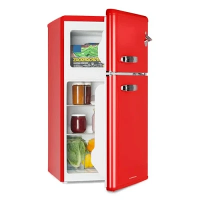 Image of KLARSTEIN Irene Fridge Freezer combination, Retro, Adjustable cooling capacity, 61L, 25L, Red