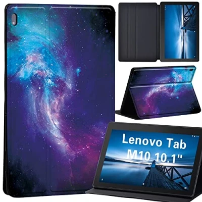 Image of Case for Lenovo Tab M10 TB X605F/ X605L/ X505F/ X505L Leather Tri Fold Stand Cover 10.1 Inch Tablet (blue cluster in space)
